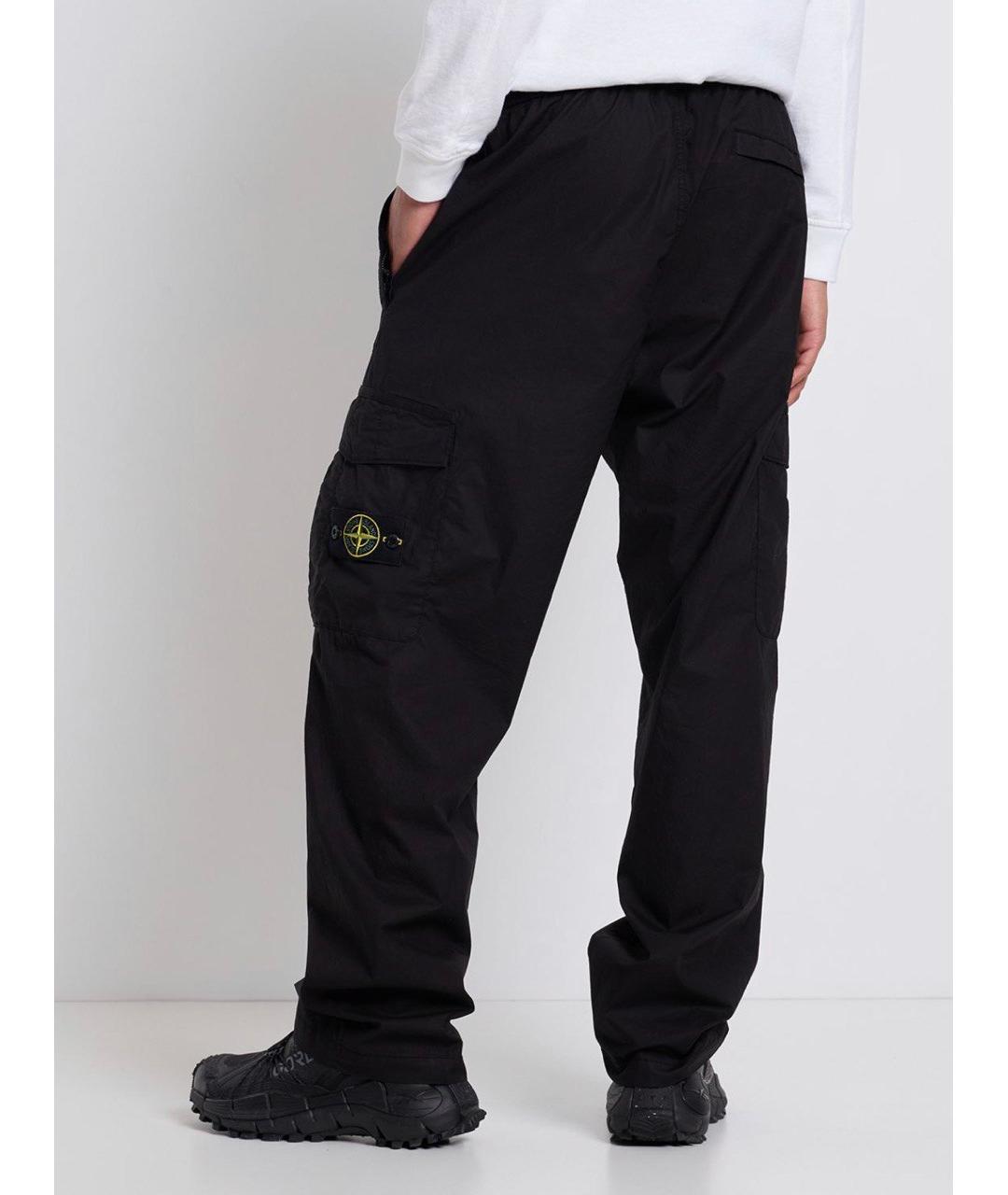 STONE ISLAND Черные хлопковые повседневные брюки, фото 2