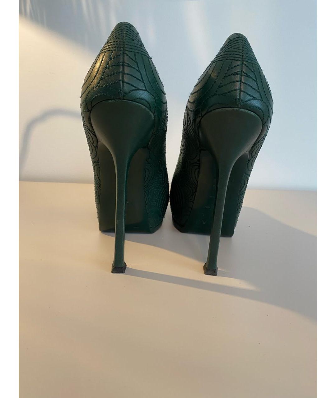 SAINT LAURENT Зеленые кожаные туфли, фото 2
