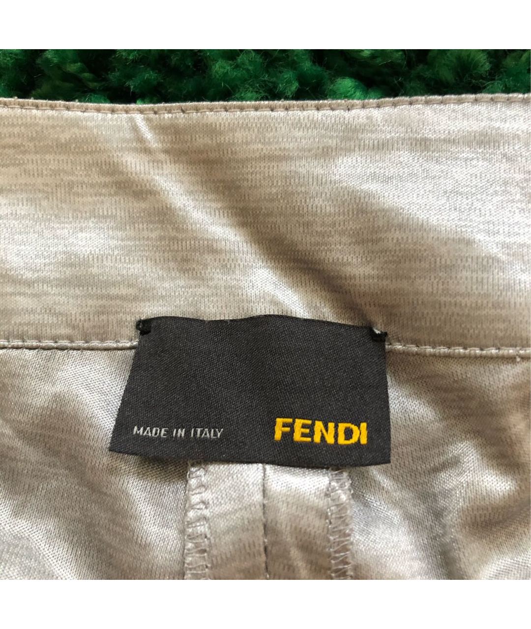 FENDI Серые полиэстеровые прямые брюки, фото 4