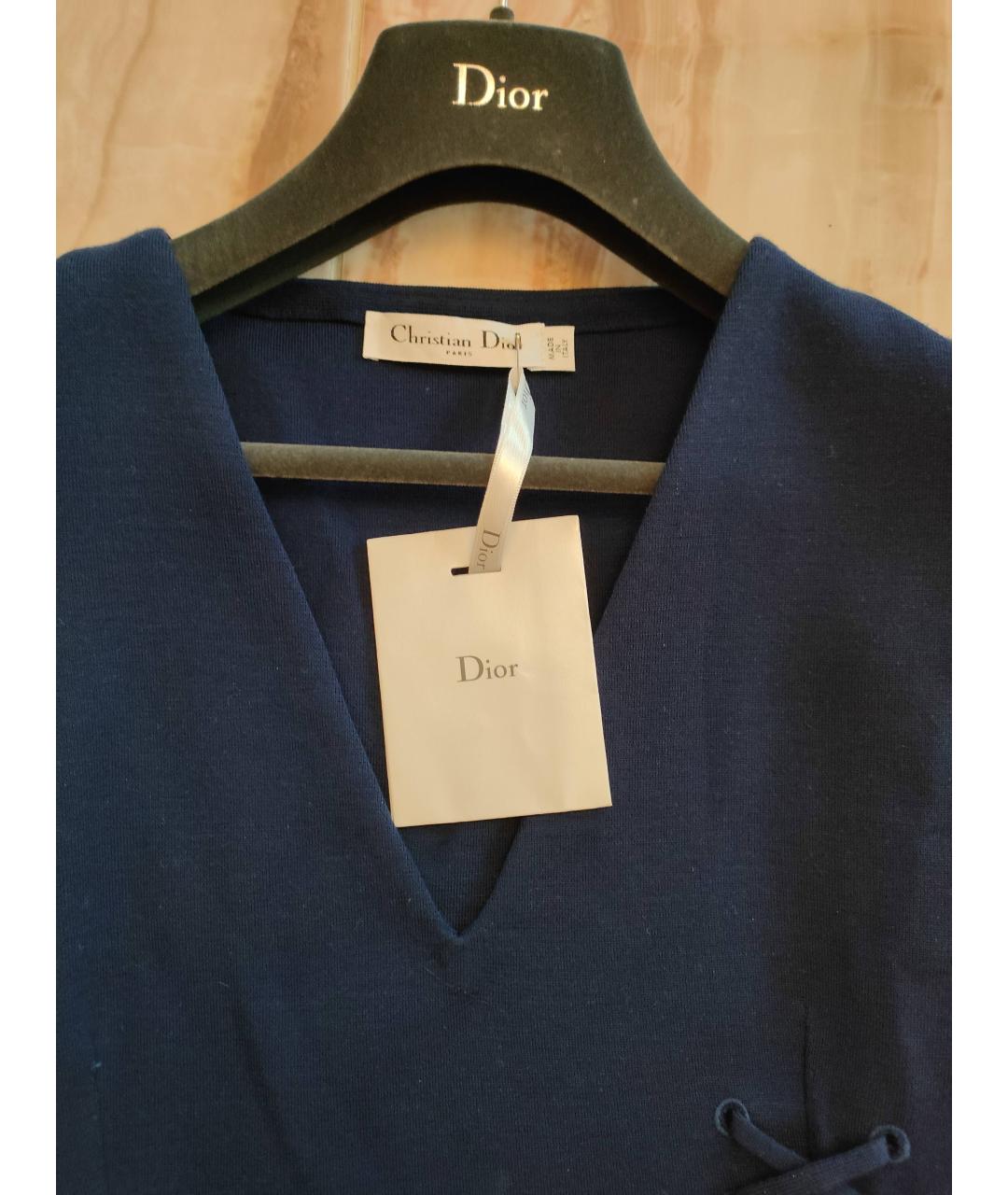 CHRISTIAN DIOR Темно-синее шерстяное повседневное платье, фото 5
