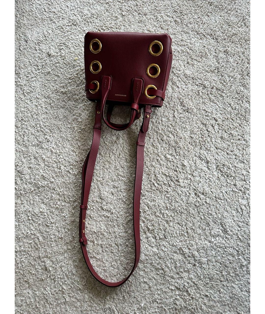 BURBERRY Бордовая кожаная сумка с короткими ручками, фото 5