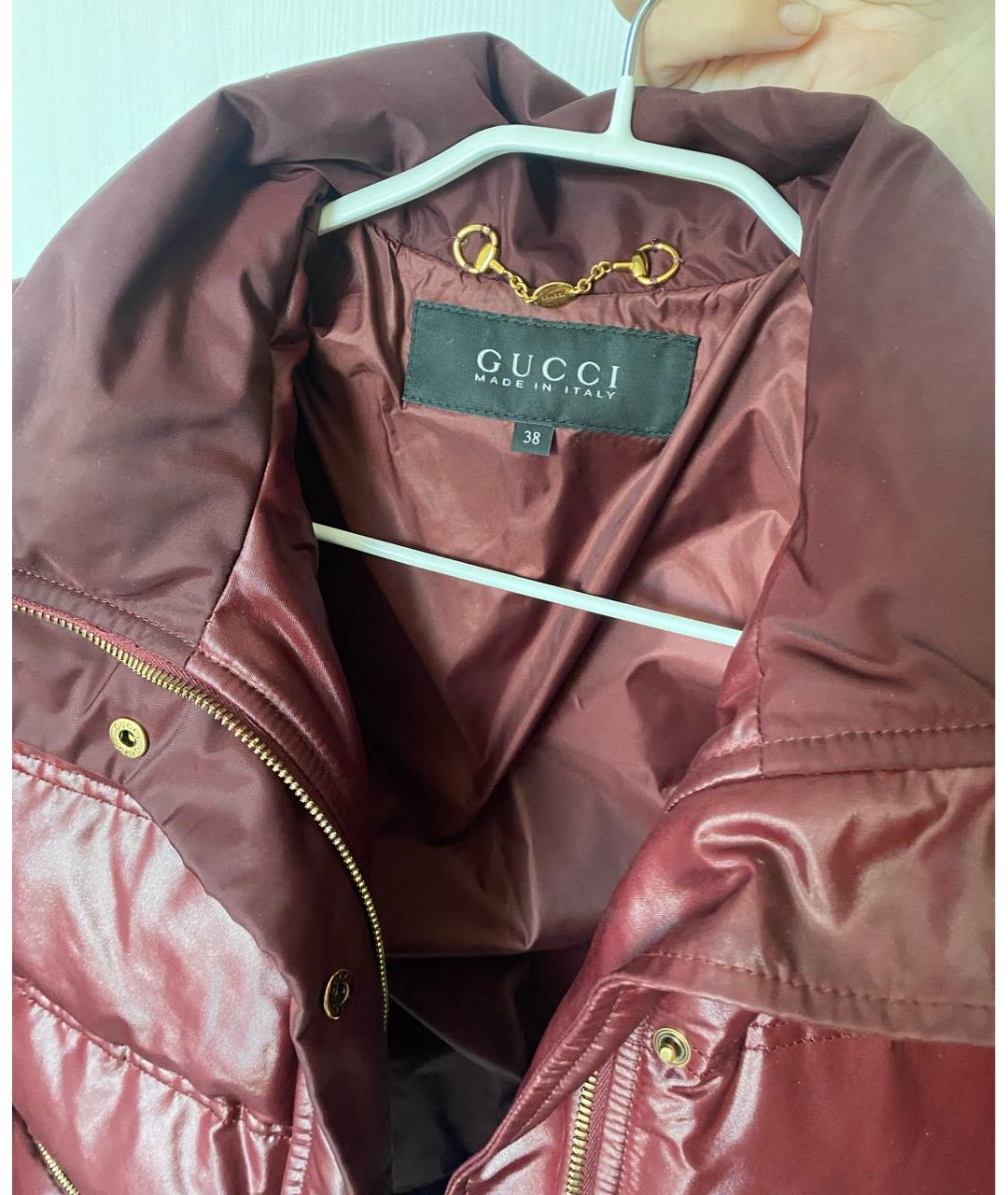 GUCCI Бордовая полиэстеровая куртка, фото 3