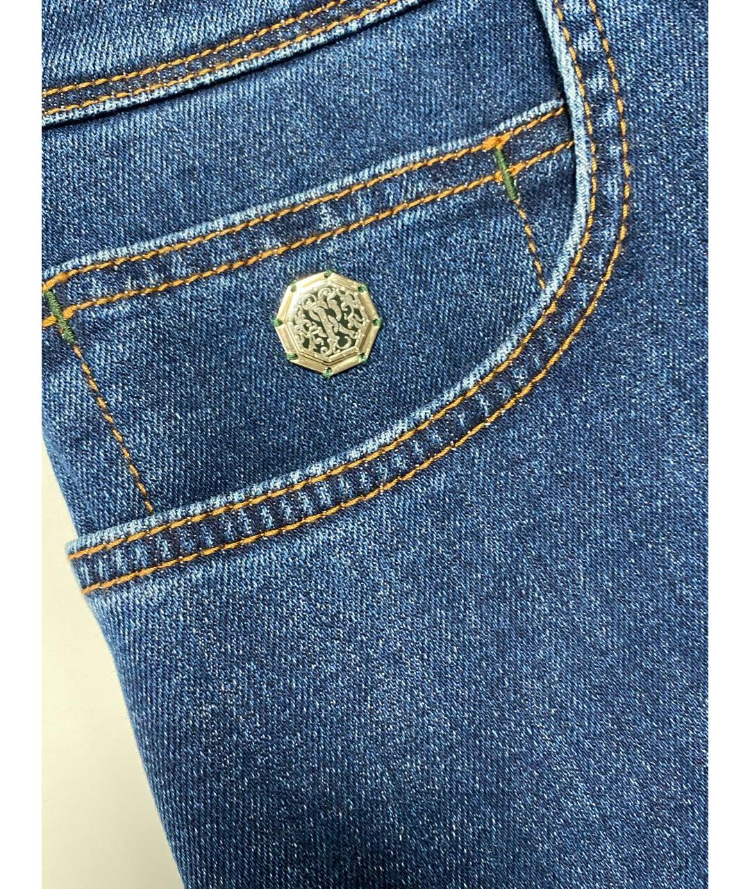 STEFANO RICCI Синие хлопко-эластановые прямые джинсы, фото 8