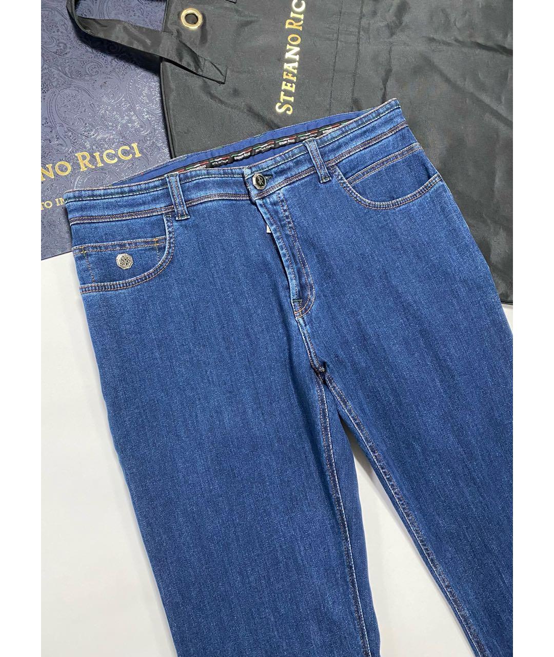 STEFANO RICCI Синие хлопко-эластановые прямые джинсы, фото 5