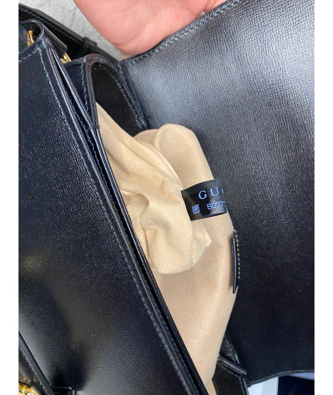 GUCCI Черная кожаная сумка с короткими ручками, фото 6