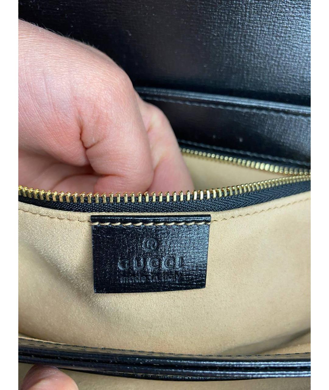 GUCCI Черная кожаная сумка с короткими ручками, фото 5