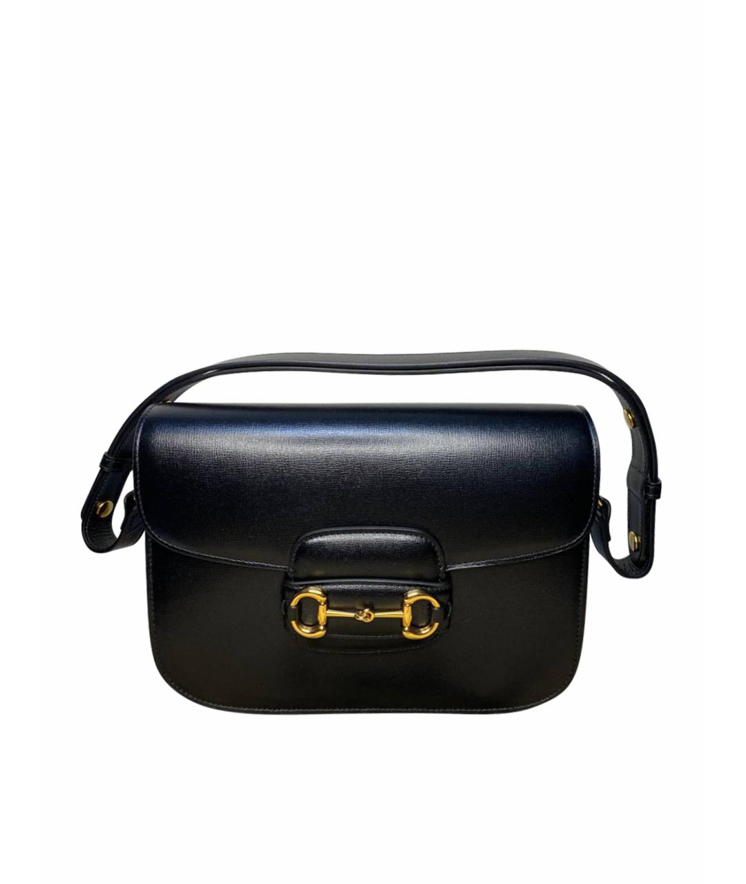 GUCCI Черная кожаная сумка с короткими ручками, фото 1