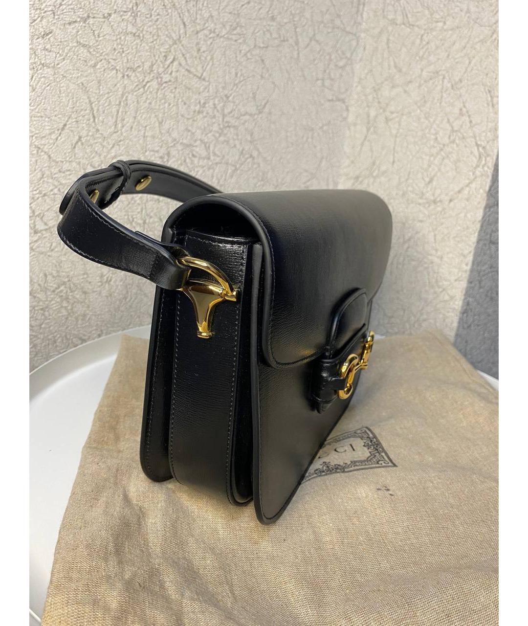 GUCCI Черная кожаная сумка с короткими ручками, фото 2