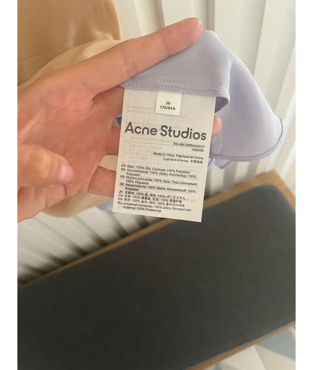 ACNE STUDIOS Бежевое шифоновое коктейльное платье, фото 4