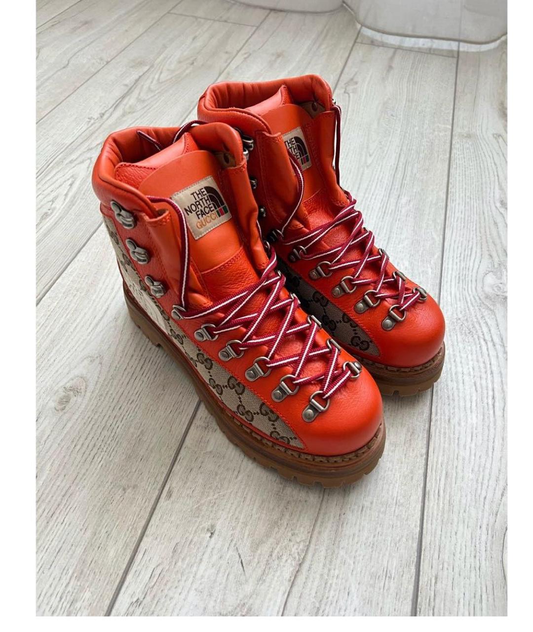 GUCCI Оранжевое кожаные ботинки, фото 5