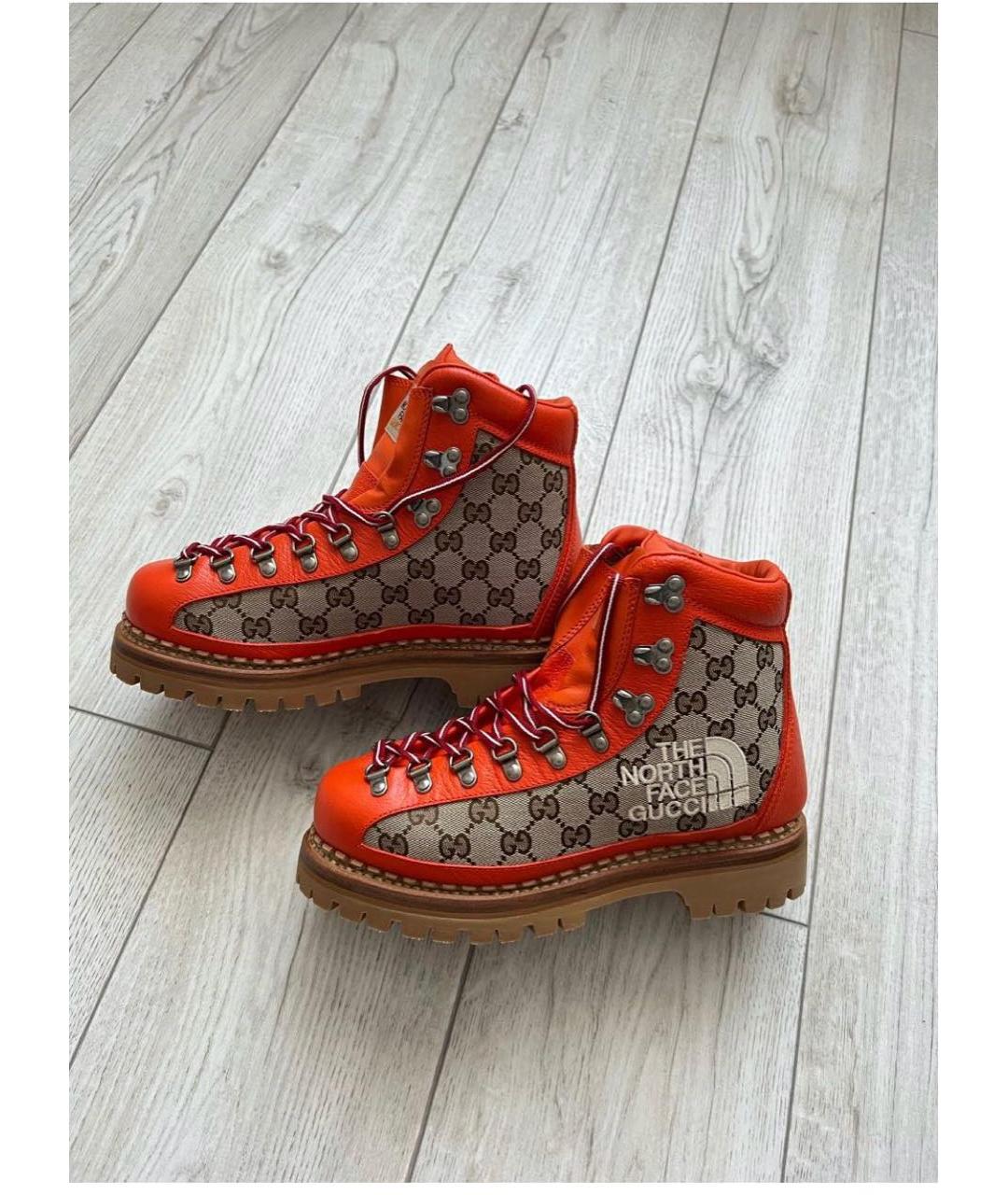 GUCCI Оранжевое кожаные ботинки, фото 4
