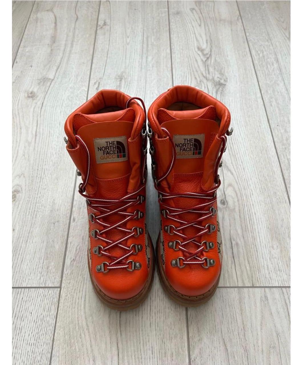 GUCCI Оранжевое кожаные ботинки, фото 2