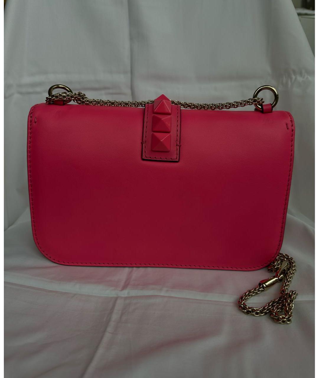 VALENTINO Розовая кожаная сумка через плечо, фото 3