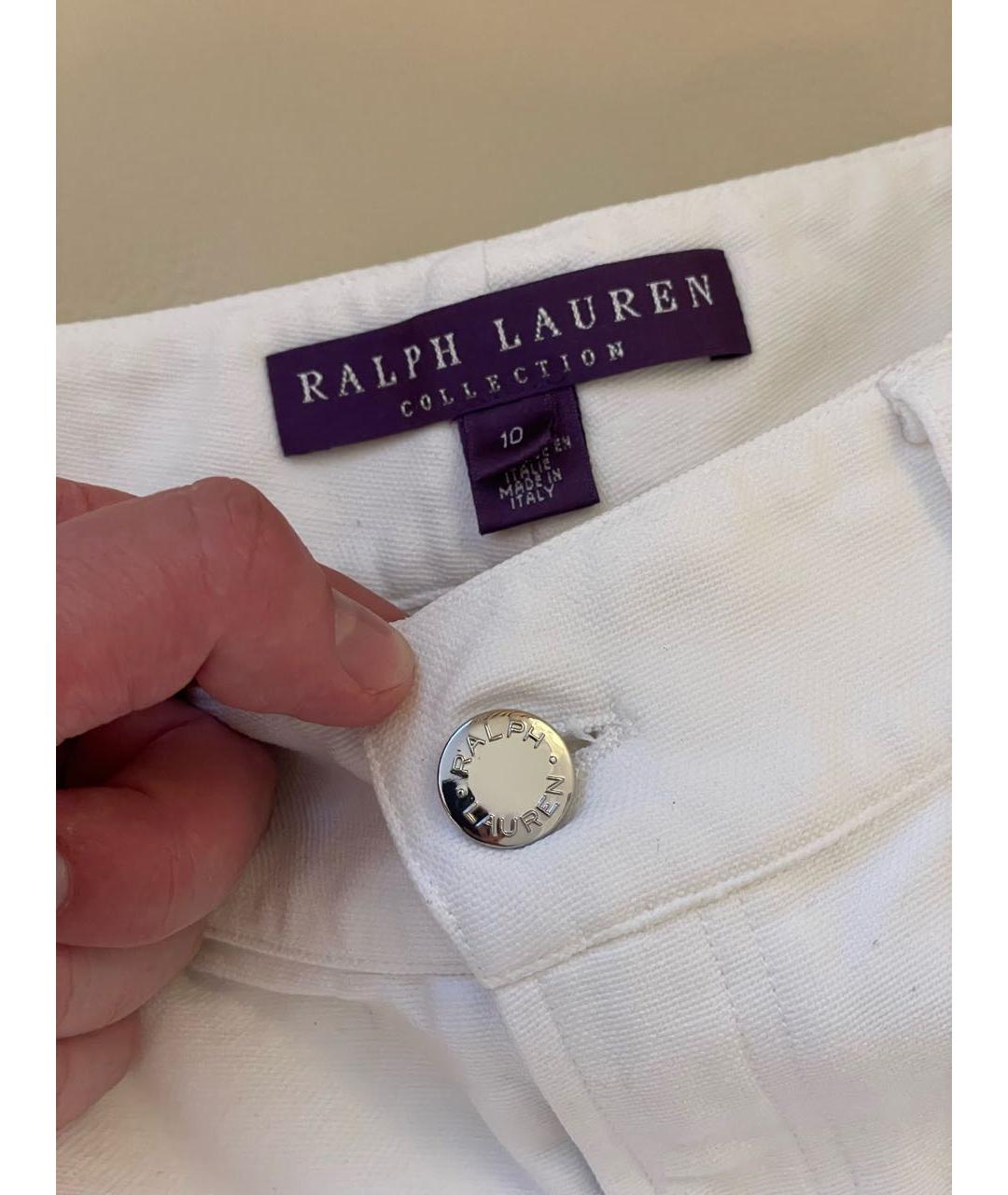 RALPH LAUREN COLLECTION Белые хлопковые джинсы клеш, фото 3