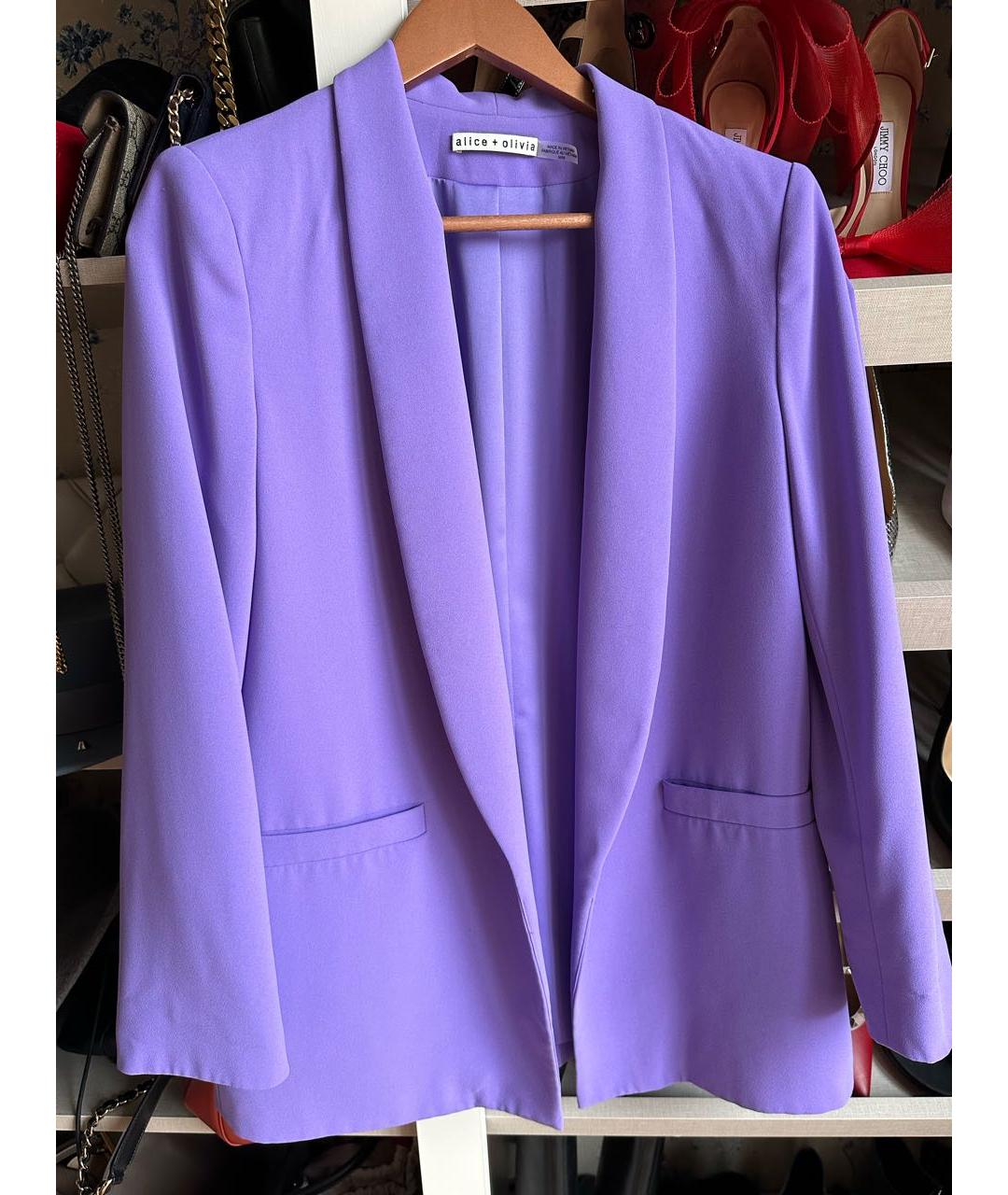 ALICE+OLIVIA Фиолетовый шелковый жакет/пиджак, фото 4