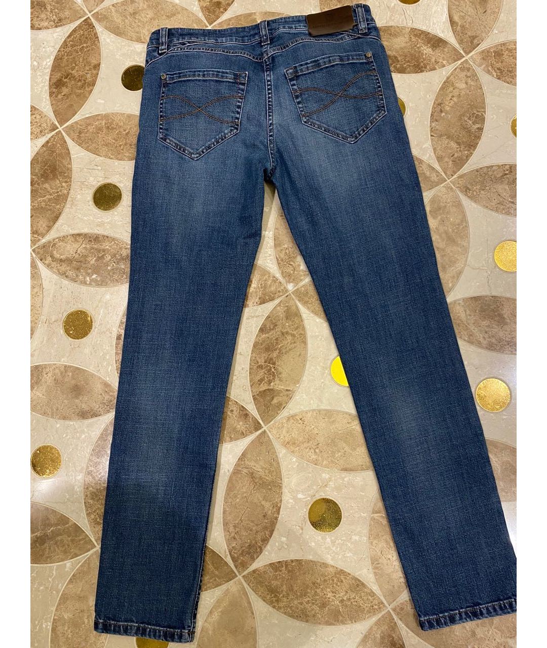 BRUNELLO CUCINELLI Синие хлопко-эластановые прямые джинсы, фото 2