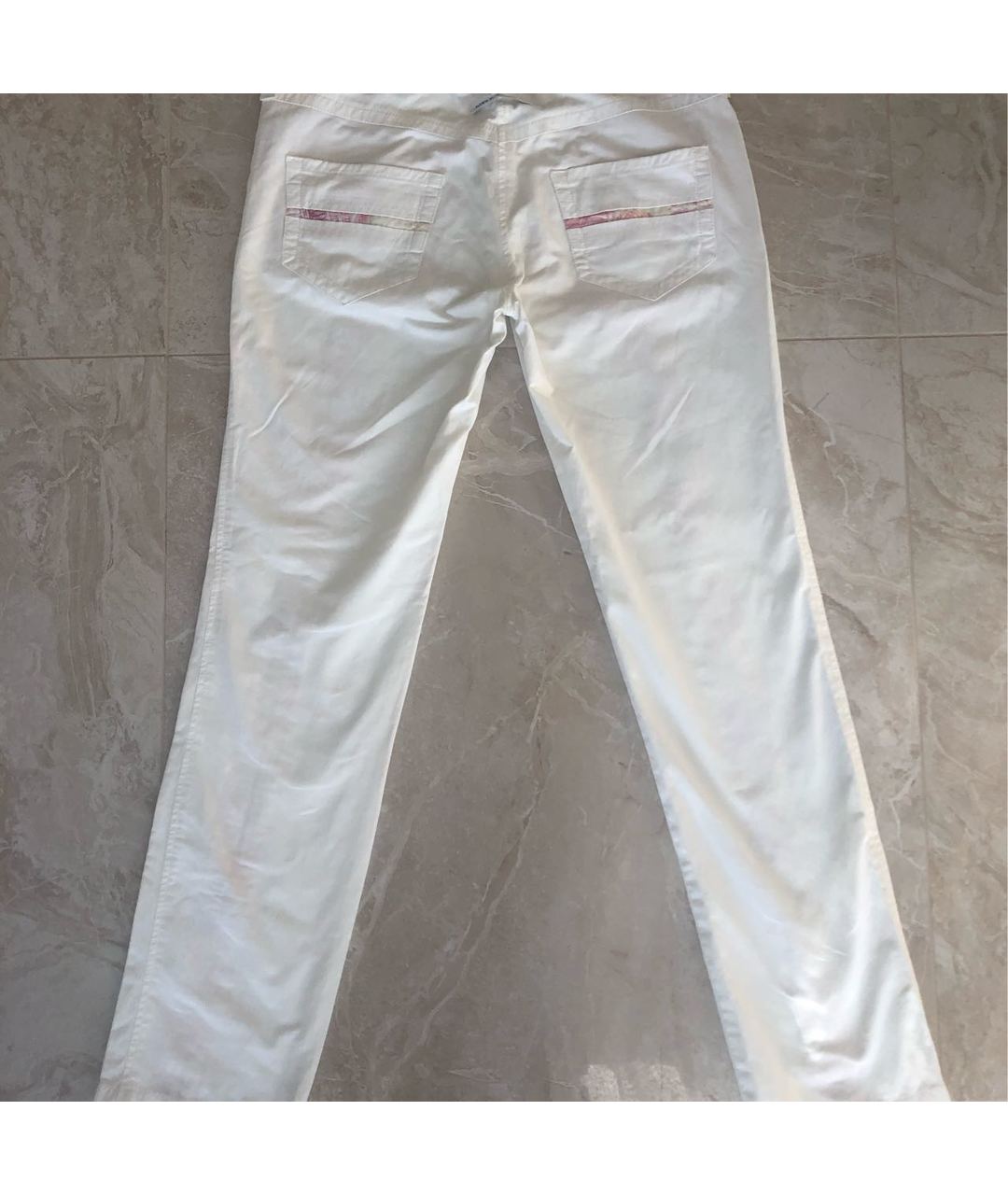 JEAN PAUL GAULTIER Белые хлопко-эластановые брюки узкие, фото 7