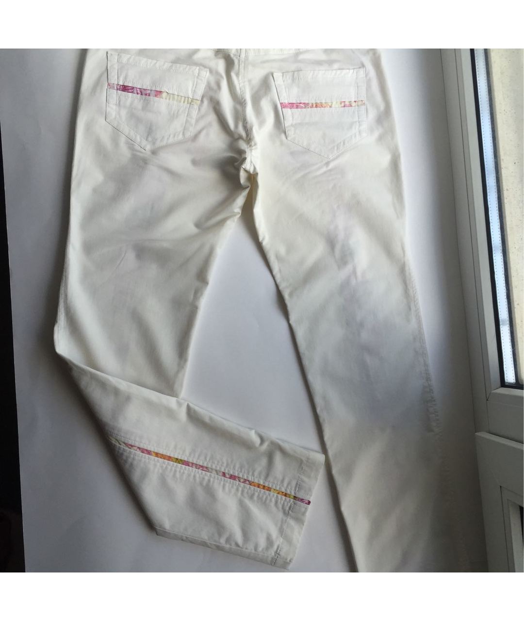 JEAN PAUL GAULTIER Белые хлопко-эластановые брюки узкие, фото 5