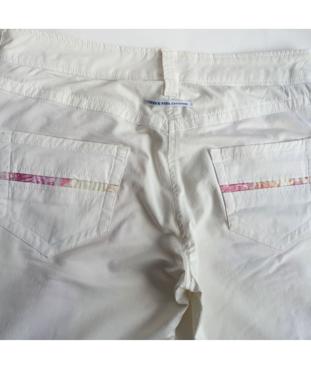 JEAN PAUL GAULTIER Белые хлопко-эластановые брюки узкие, фото 6