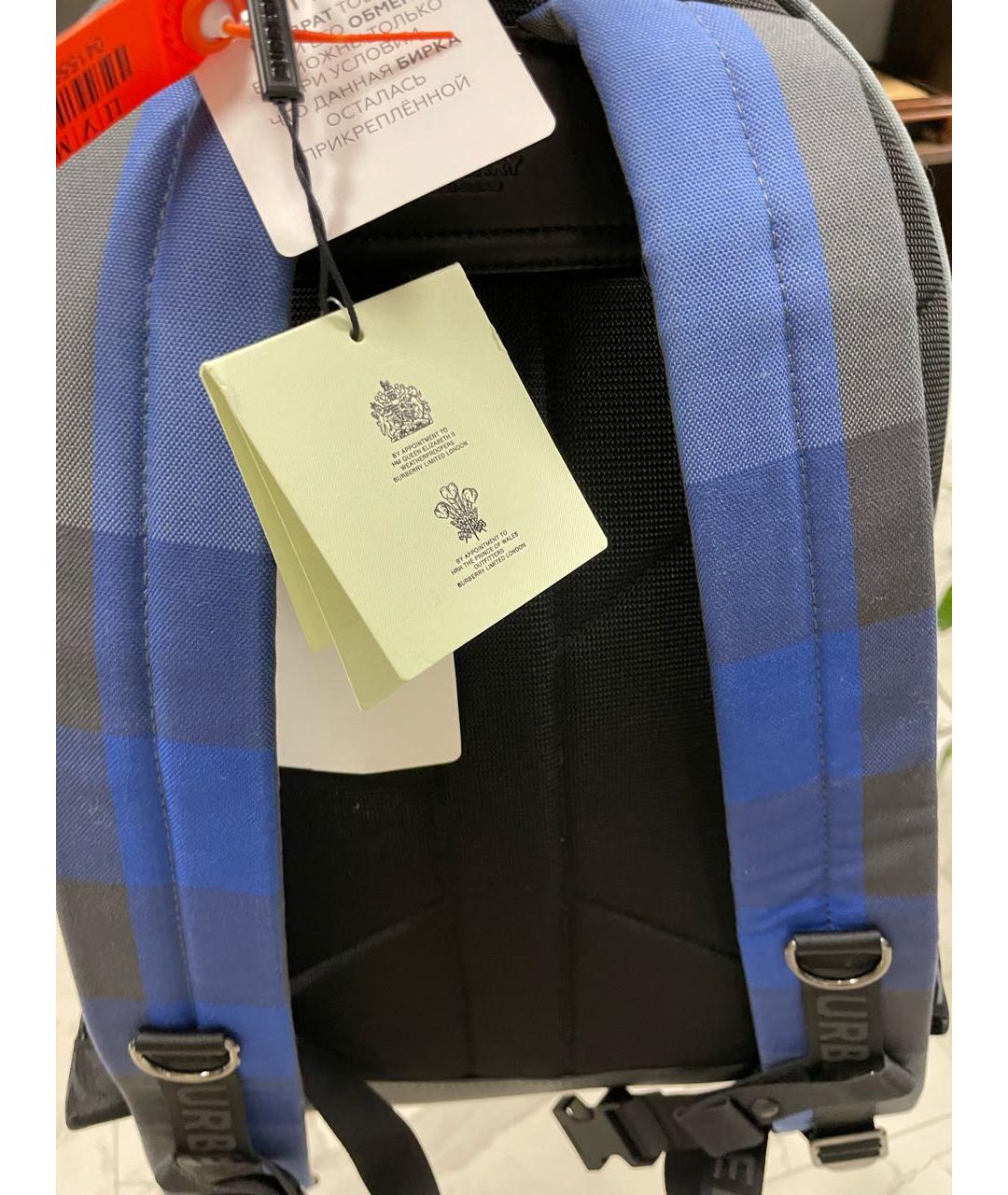 BURBERRY Темно-синий тканевый рюкзак, фото 4