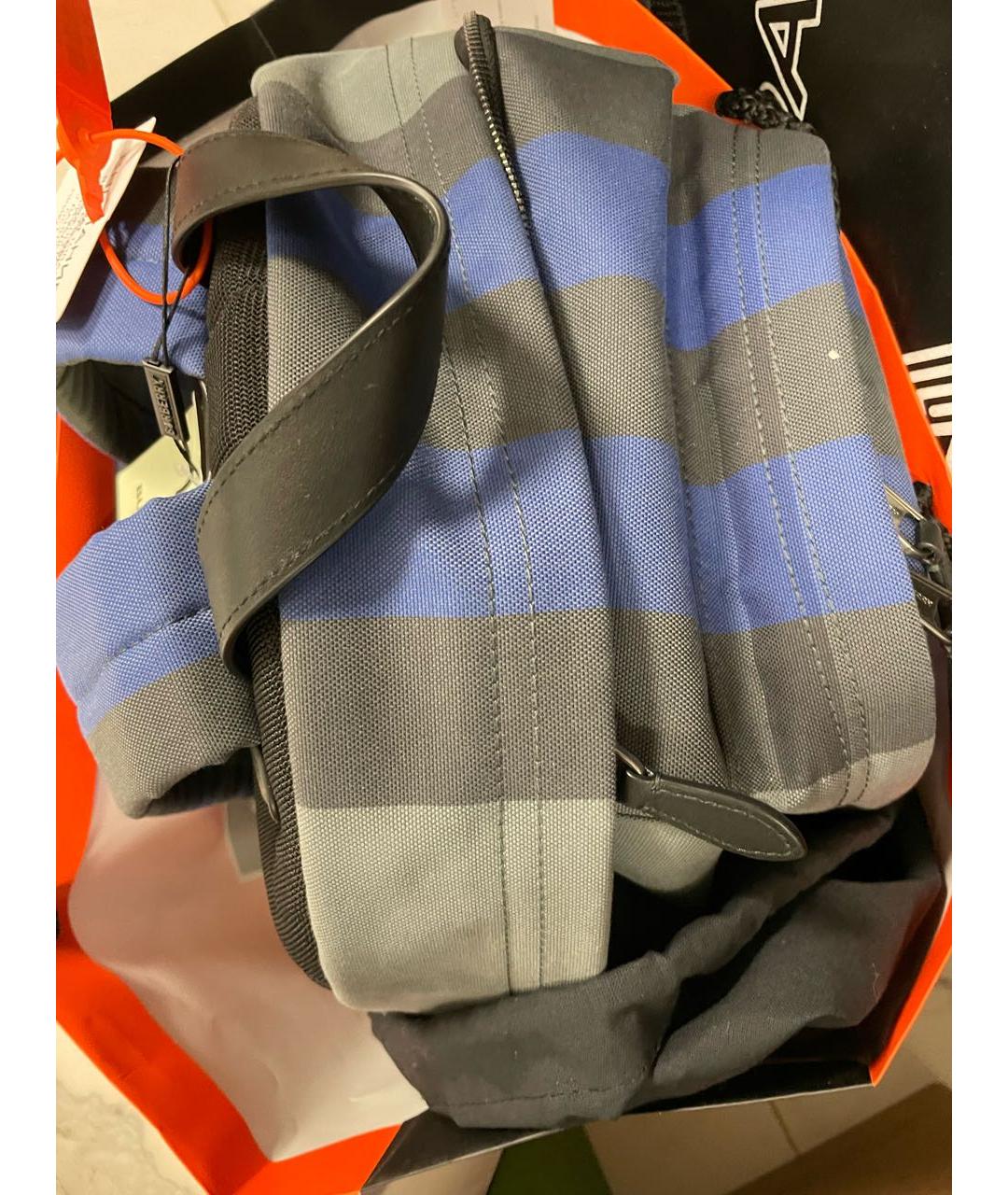 BURBERRY Темно-синий тканевый рюкзак, фото 7