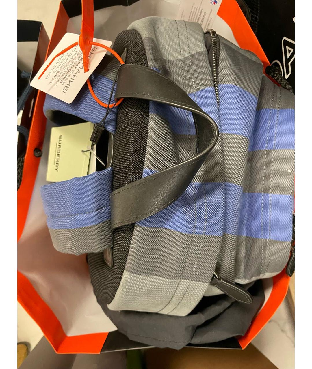 BURBERRY Темно-синий тканевый рюкзак, фото 6
