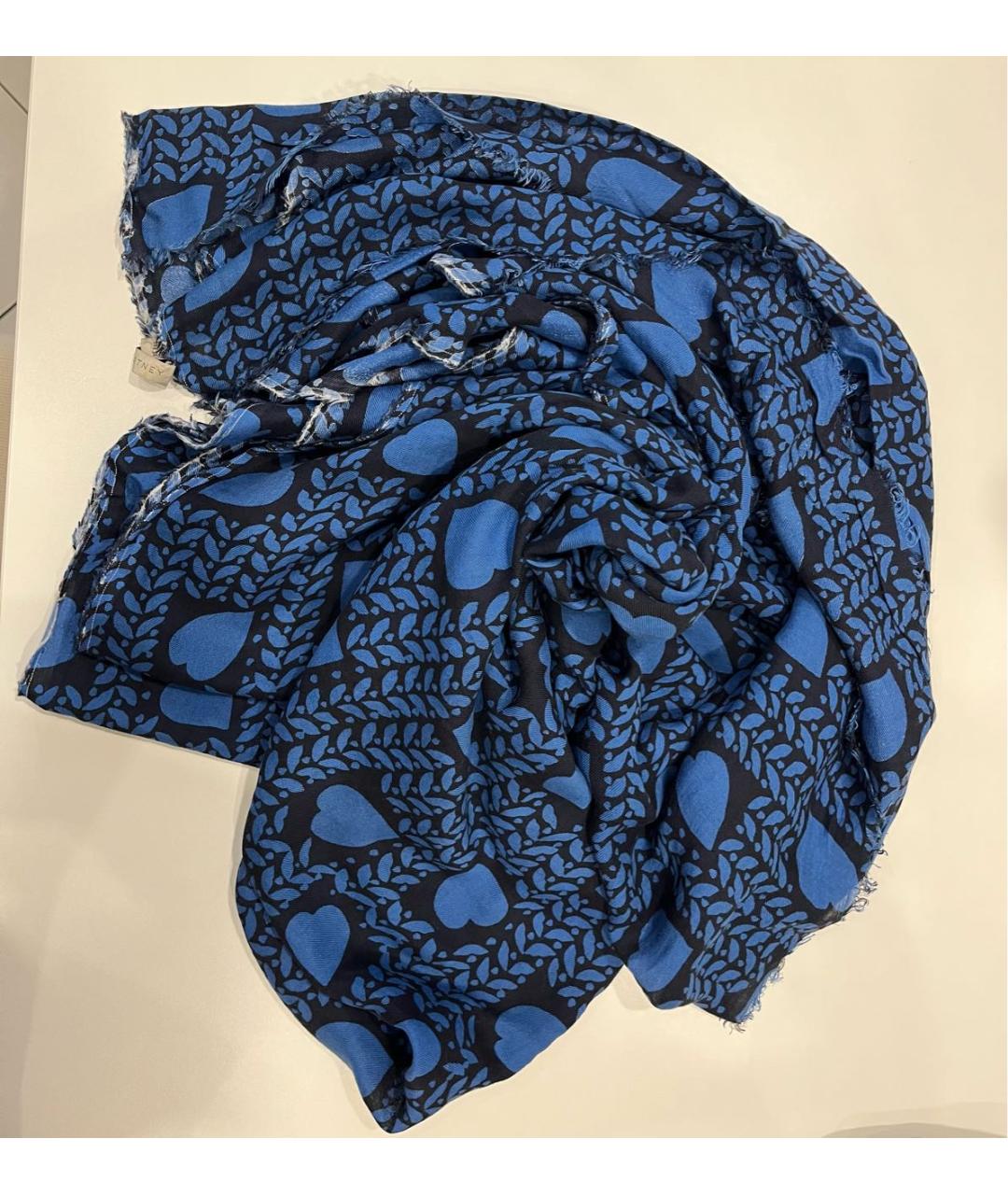 STELLA MCCARTNEY Синий хлопковый шарф, фото 2