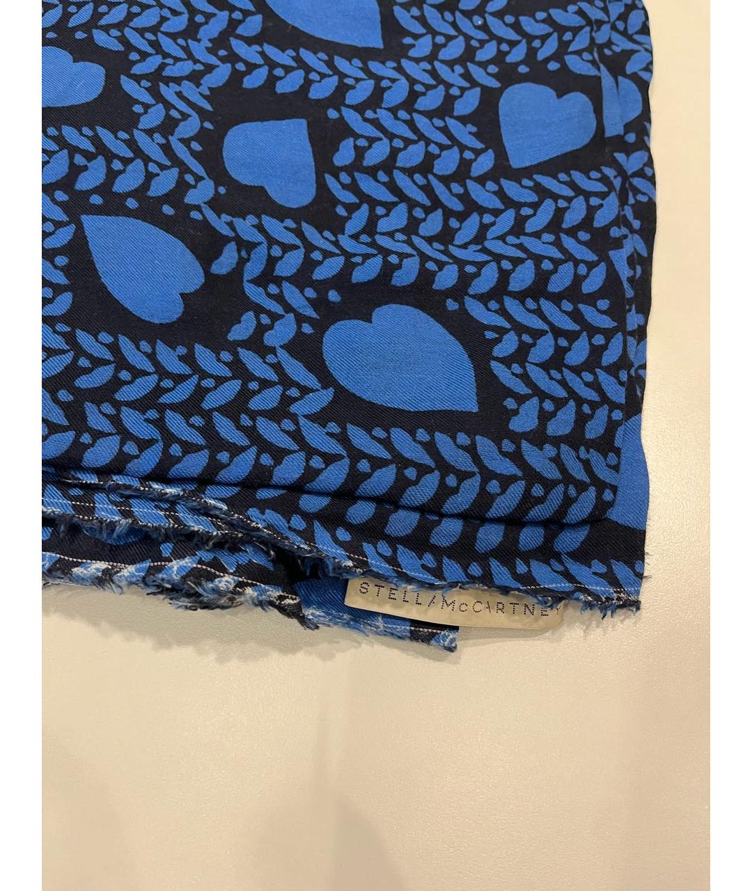 STELLA MCCARTNEY Синий хлопковый шарф, фото 3