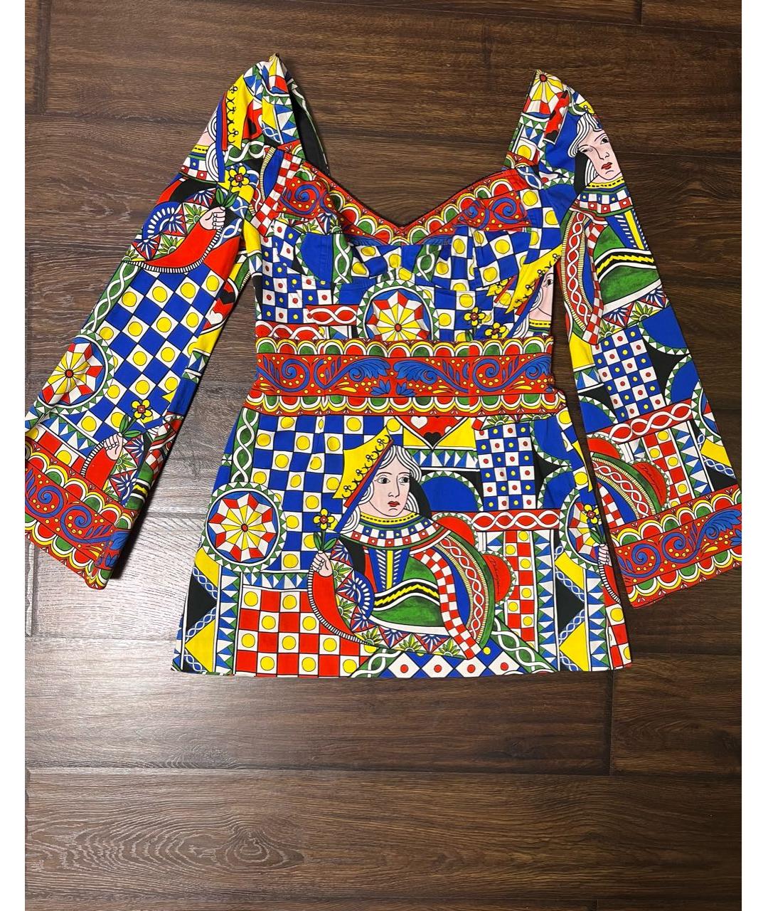 DOLCE&GABBANA Мульти хлопковое коктейльное платье, фото 4