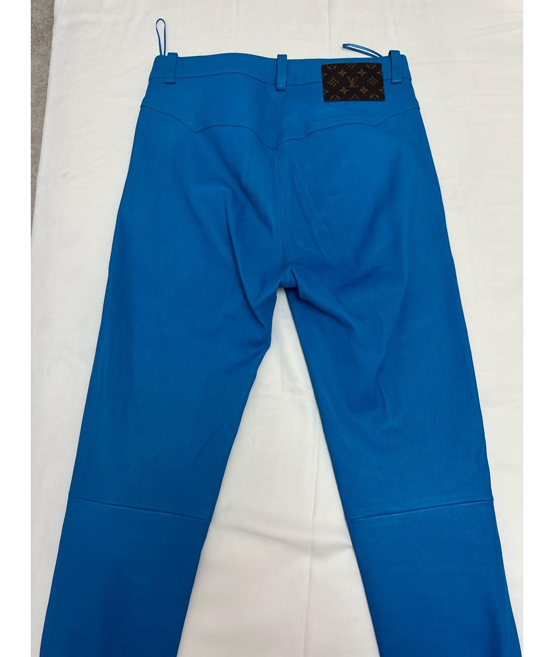 LOUIS VUITTON PRE-OWNED Синие кожаные брюки узкие, фото 2