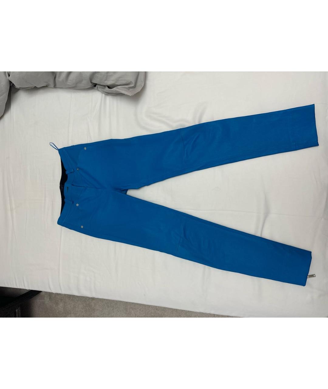 LOUIS VUITTON PRE-OWNED Синие кожаные брюки узкие, фото 6