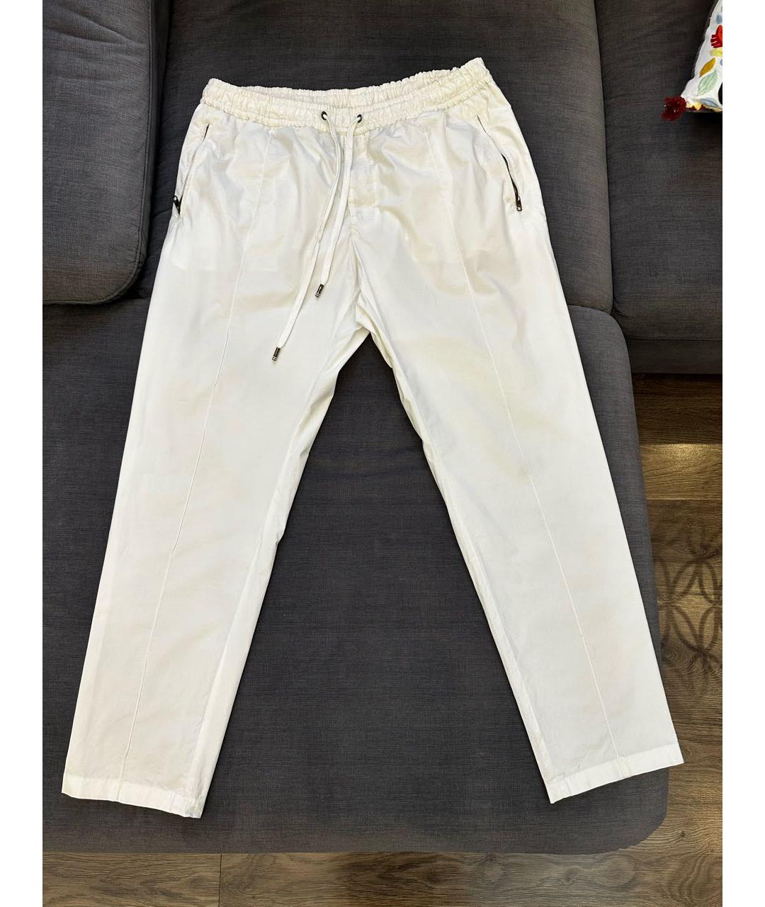 DOLCE&GABBANA Белые хлопко-эластановые повседневные брюки, фото 6