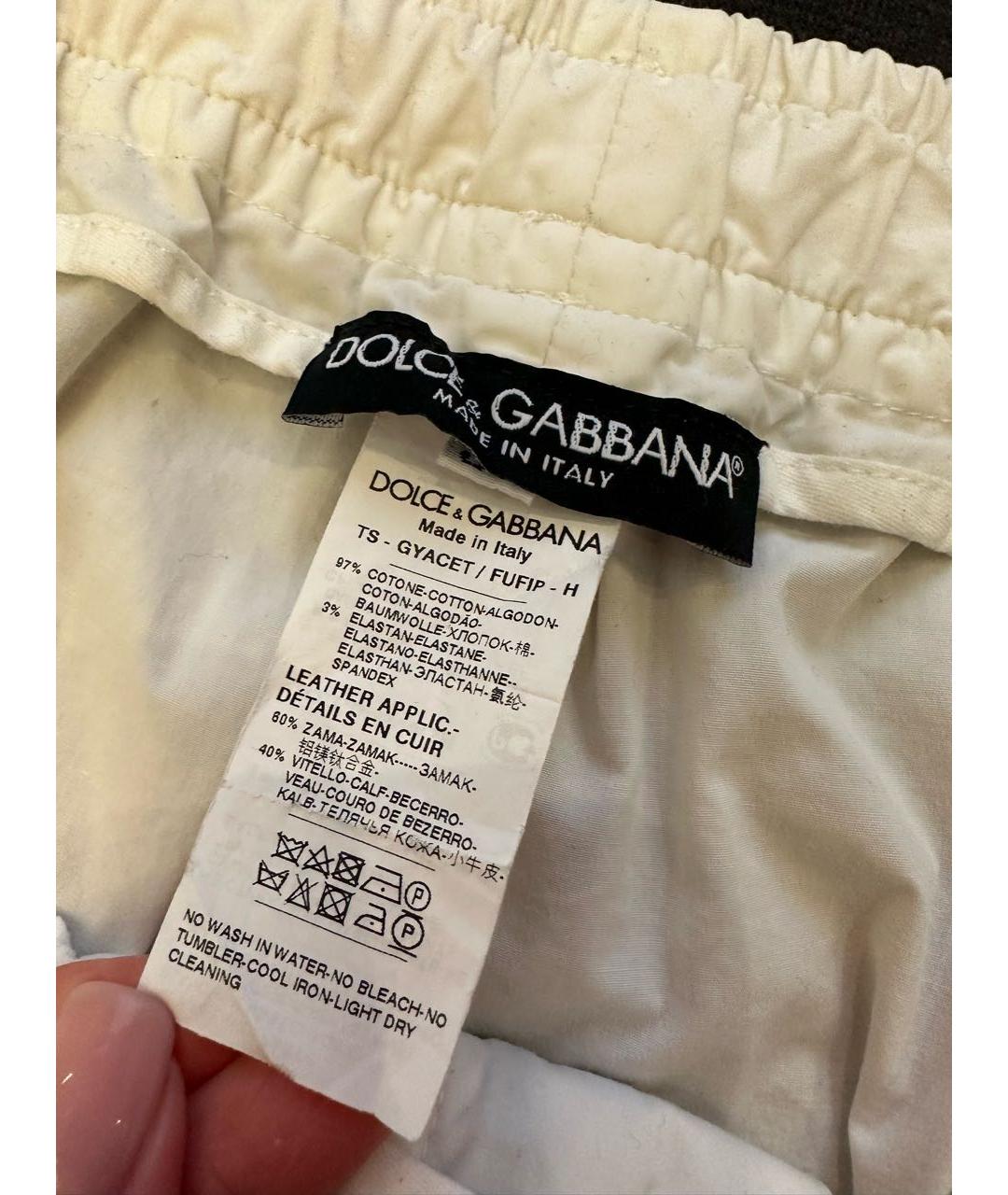 DOLCE&GABBANA Белые хлопко-эластановые повседневные брюки, фото 3