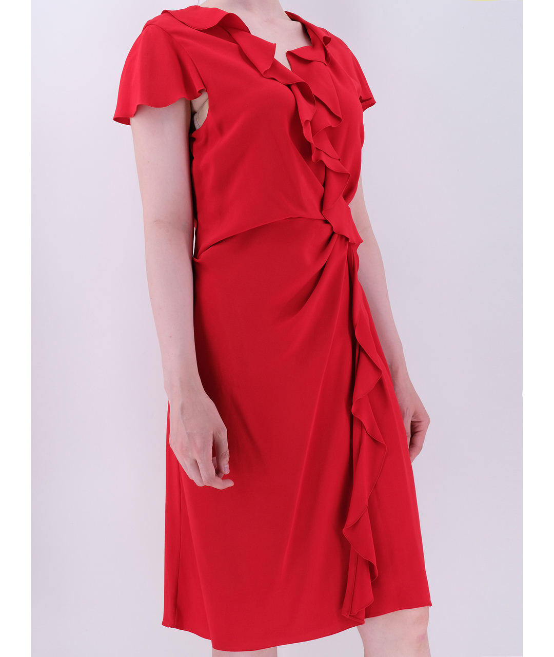 VALENTINO Красное вискозное повседневное платье, фото 2
