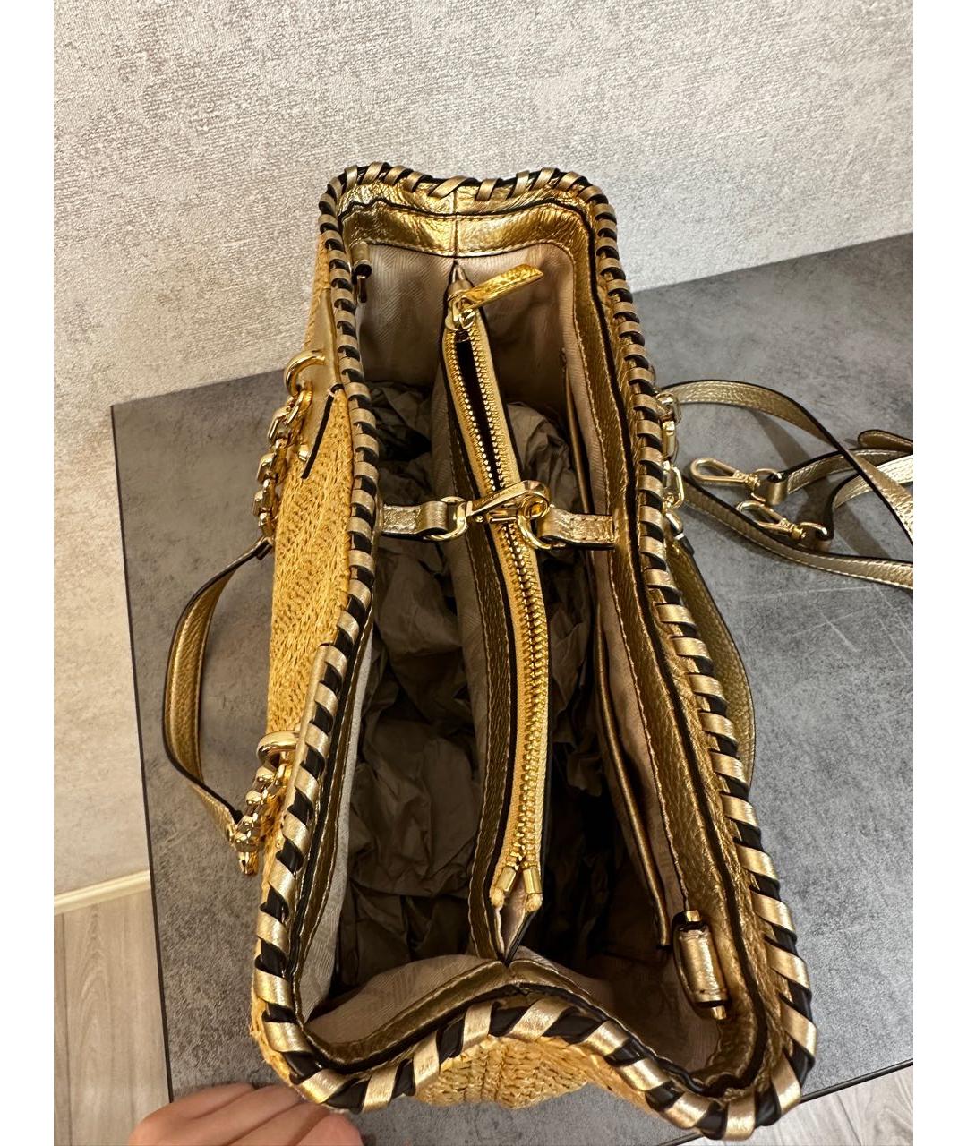 MICHAEL MICHAEL KORS Золотая кожаная сумка через плечо, фото 7