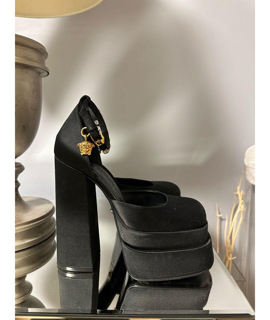 VERSACE Черные текстильные туфли, фото 6