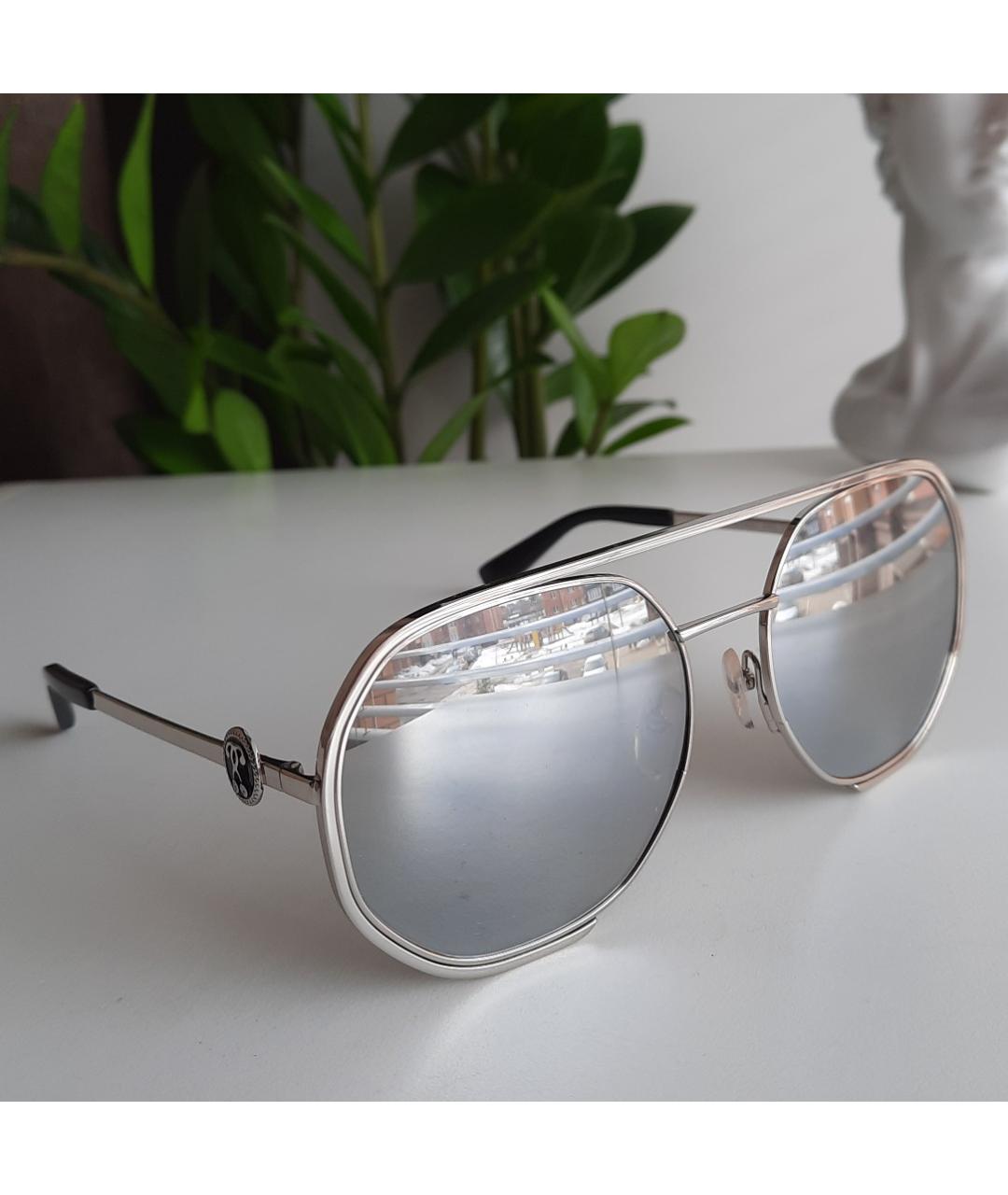 MOSCHINO Серебряные металлические солнцезащитные очки, фото 2