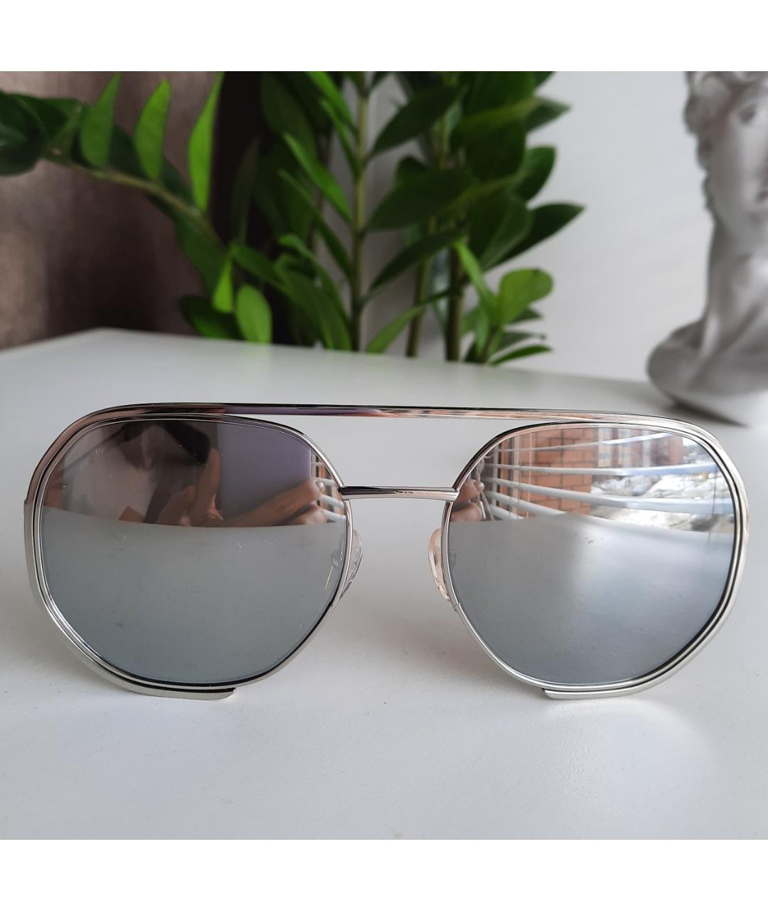MOSCHINO Серебряные металлические солнцезащитные очки, фото 7
