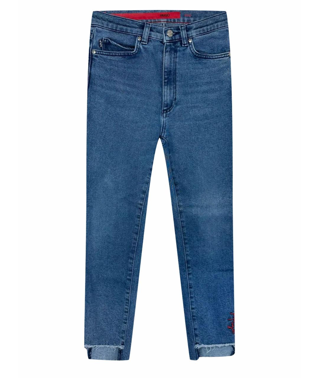HUGO BOSS Синие хлопко-полиэстеровые джинсы слим, фото 1
