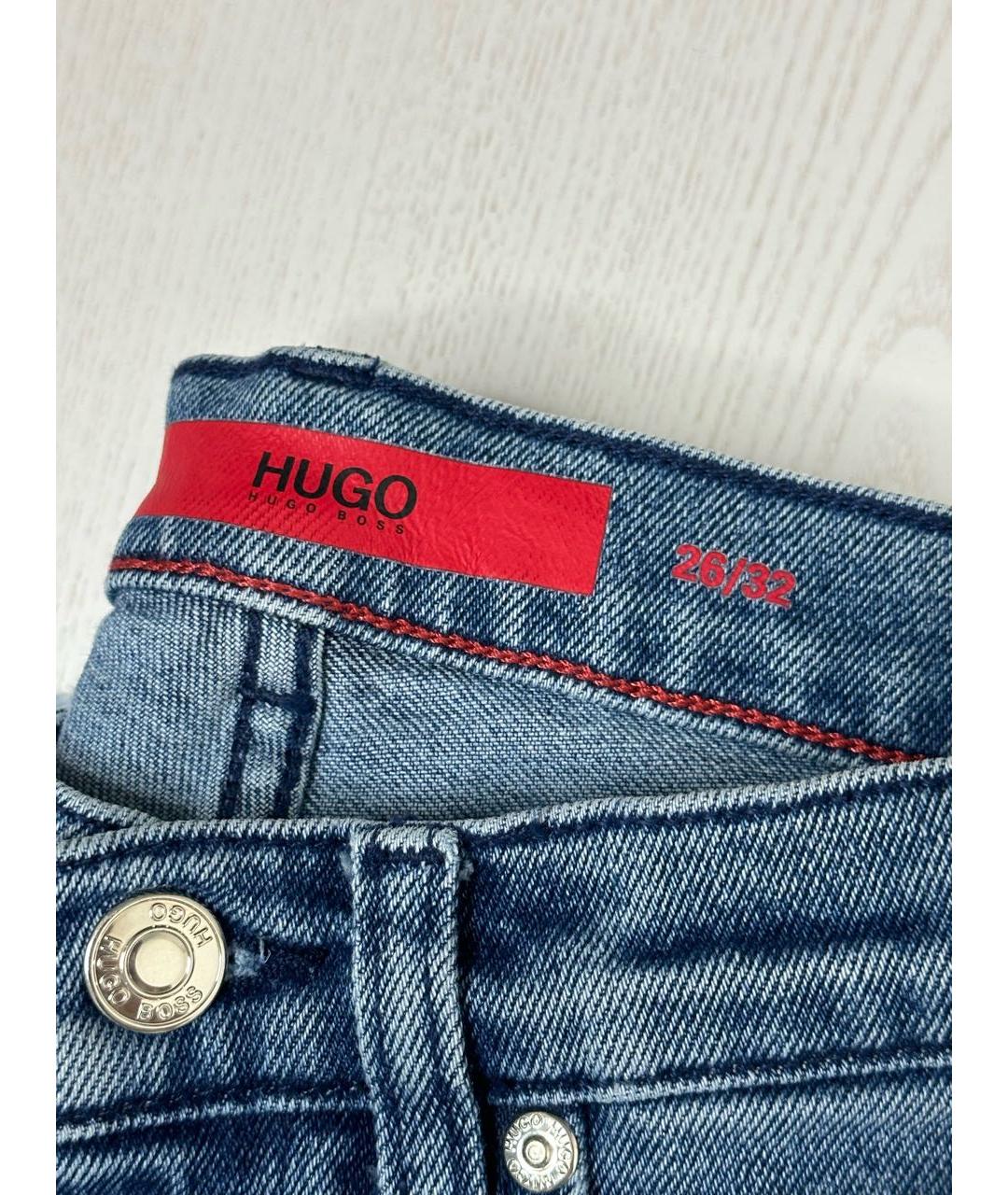 HUGO BOSS Синие хлопко-полиэстеровые джинсы слим, фото 2