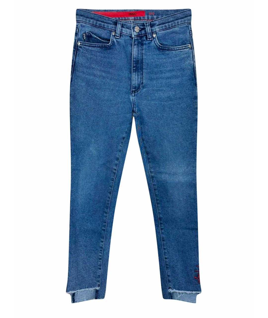 HUGO BOSS Синие хлопко-полиэстеровые джинсы слим, фото 1