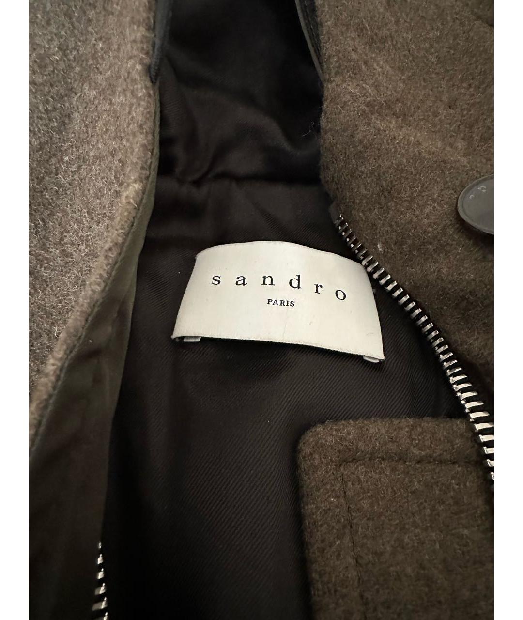 SANDRO Хаки шерстяная куртка, фото 4