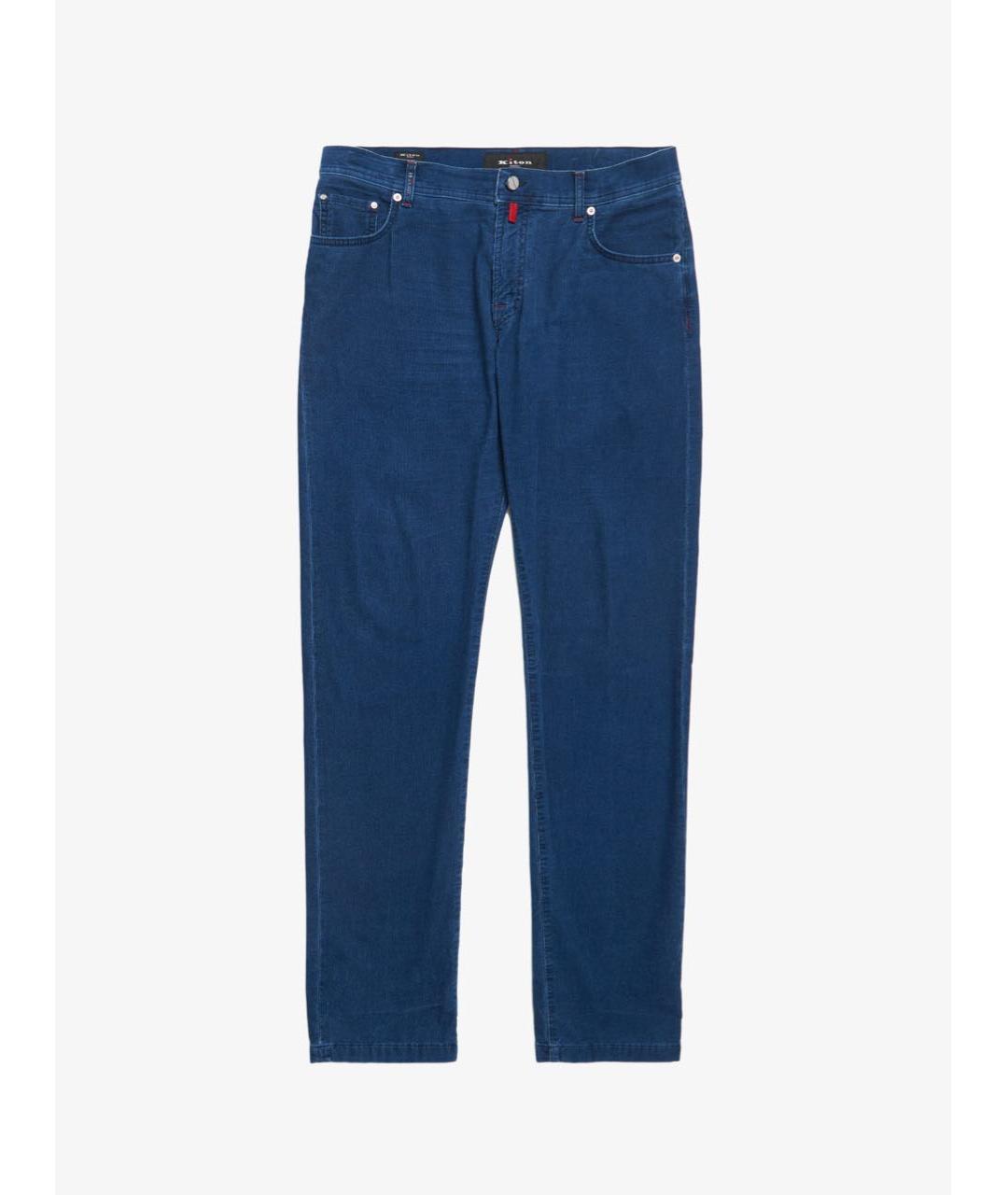 KITON Темно-синие хлопко-эластановые прямые джинсы, фото 6