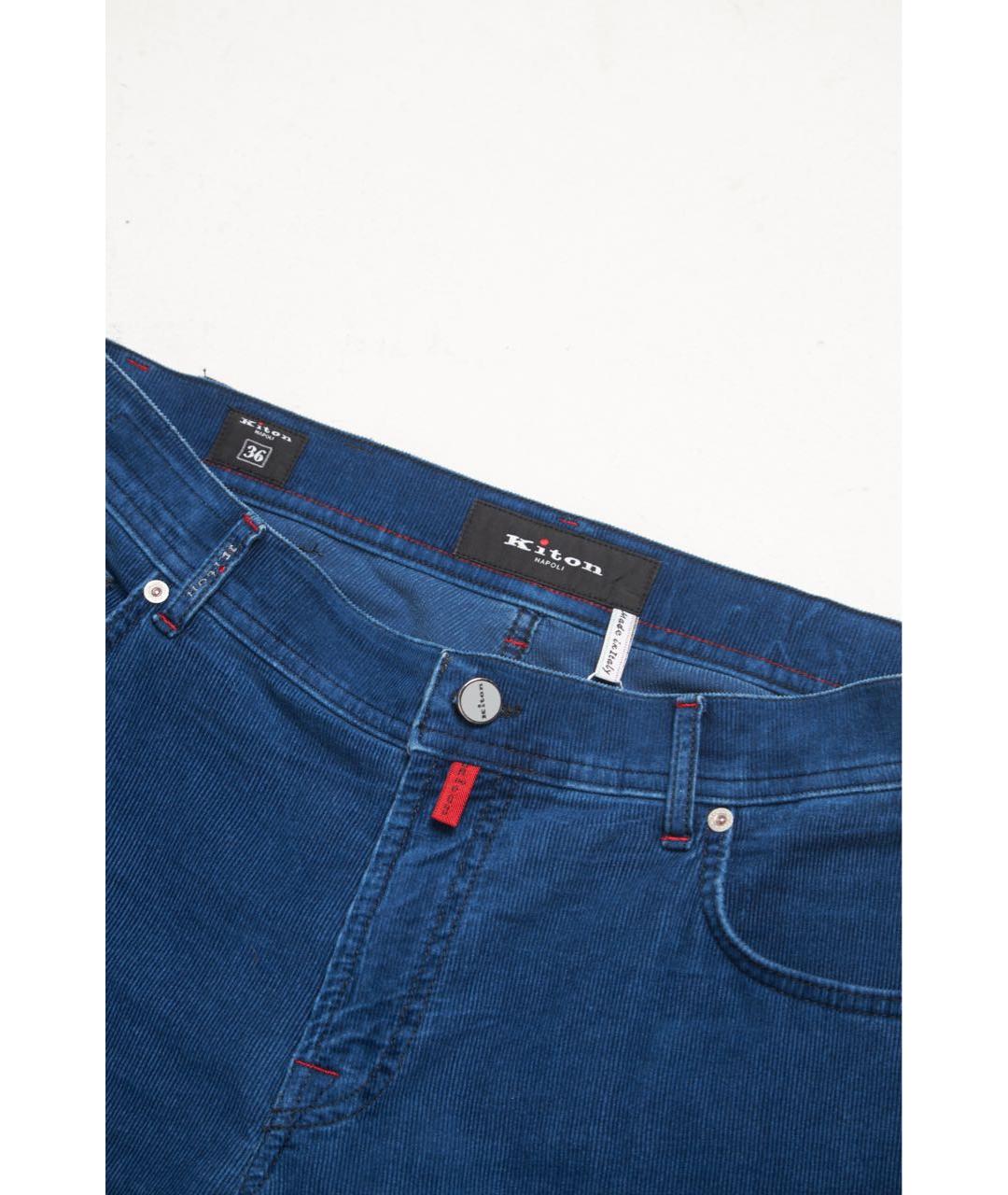 KITON Темно-синие хлопко-эластановые прямые джинсы, фото 3