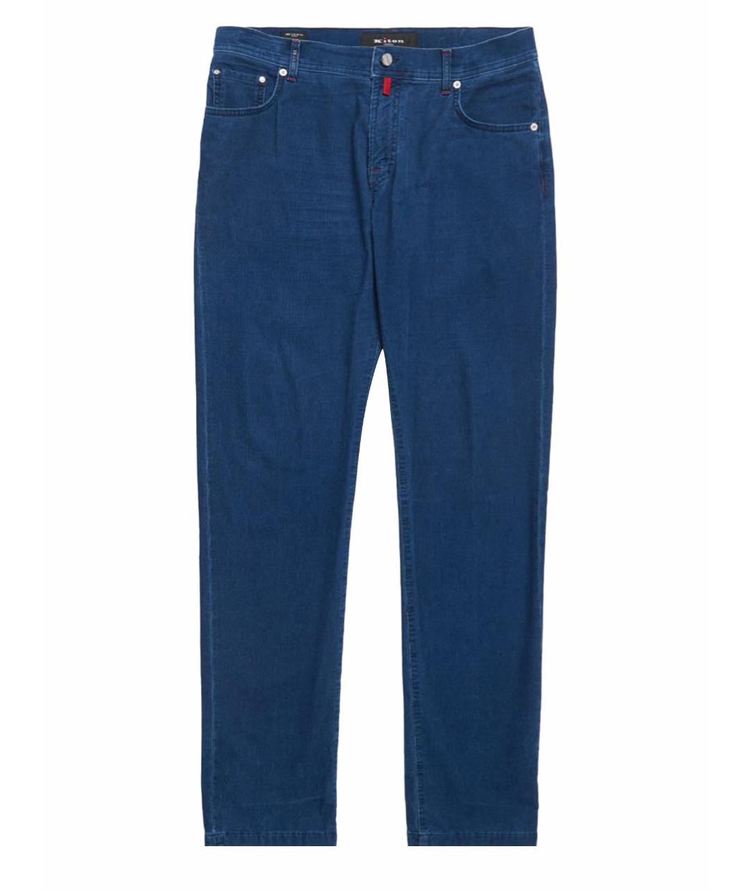 KITON Темно-синие хлопко-эластановые прямые джинсы, фото 1