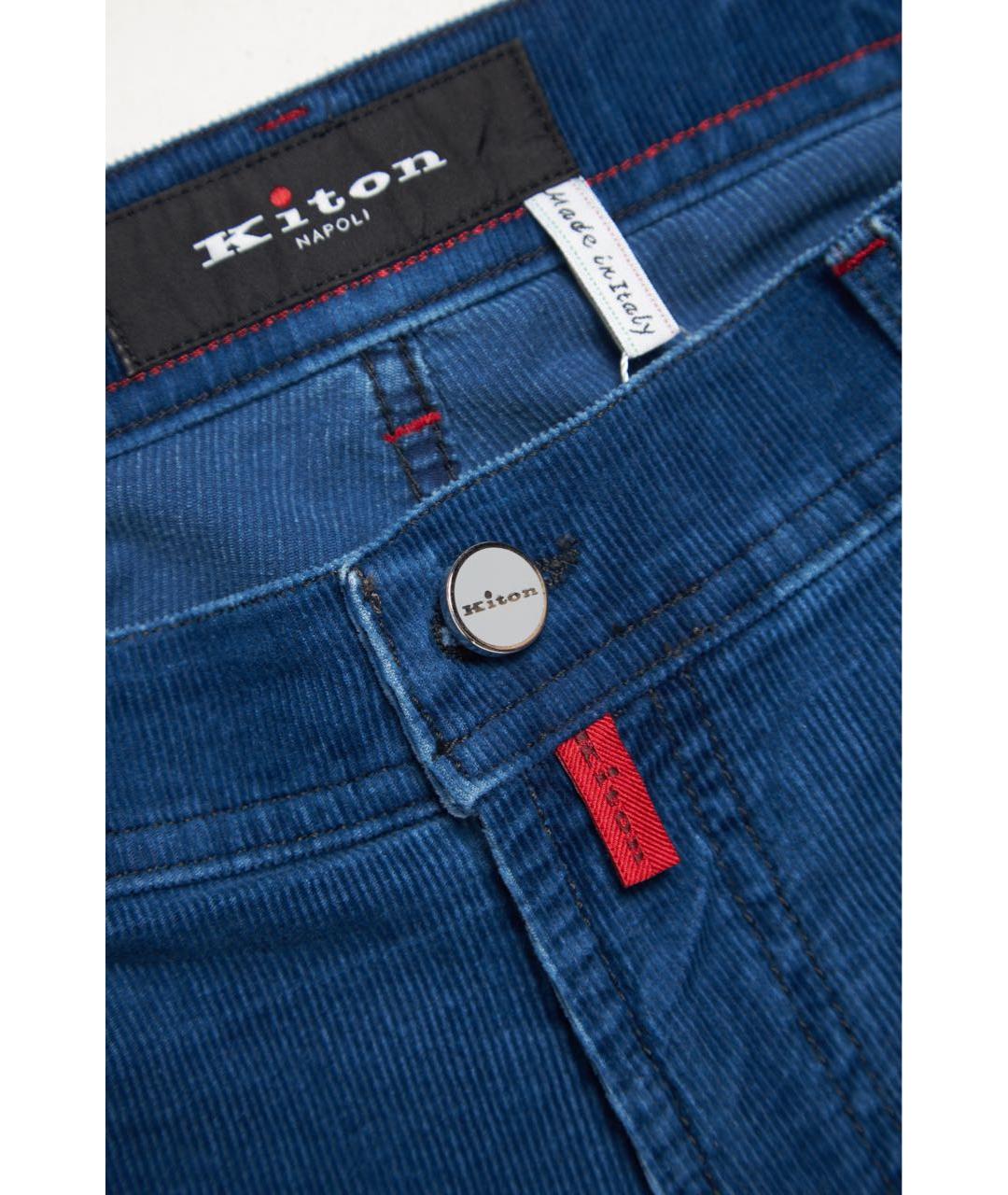 KITON Темно-синие хлопко-эластановые прямые джинсы, фото 4