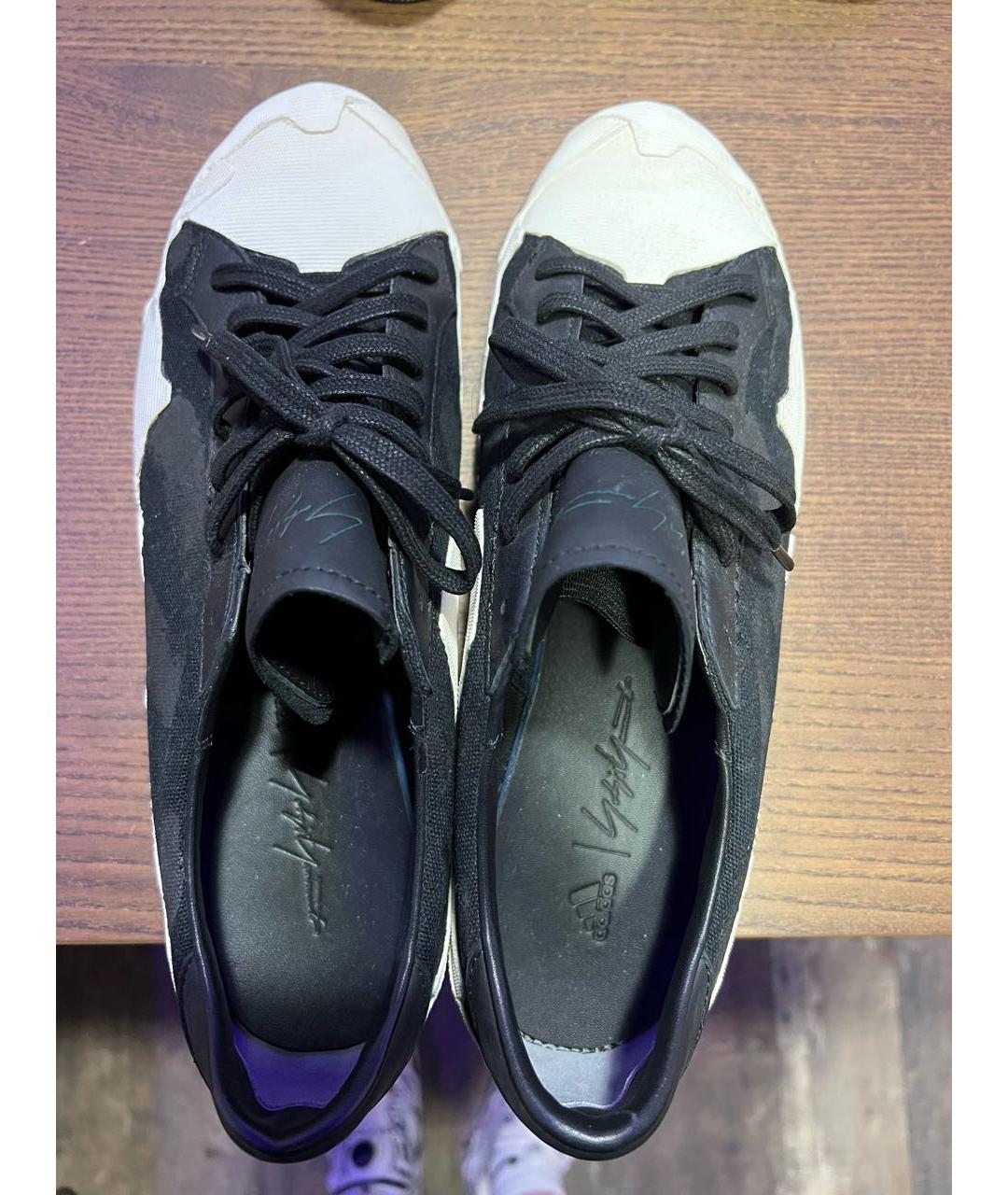 YOHJI YAMAMOTO Черные низкие кроссовки / кеды из искусственной кожи, фото 2