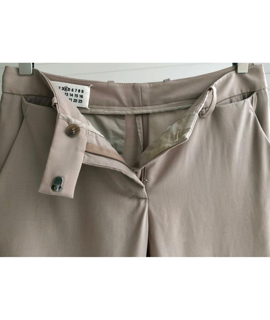 MAISON MARGIELA Бежевые шерстяные брюки узкие, фото 3