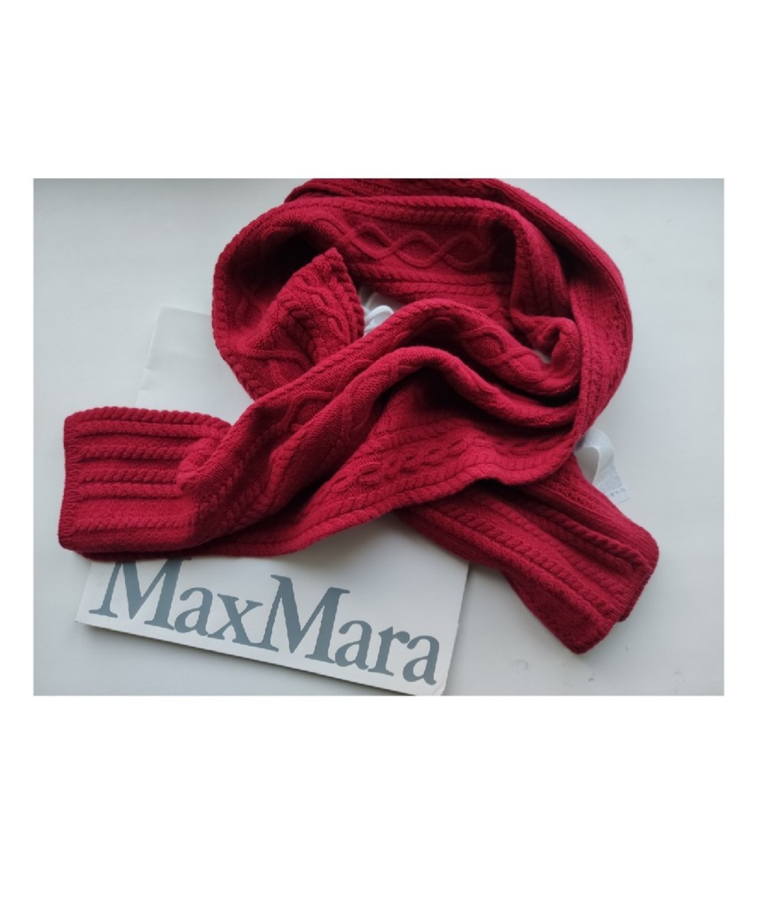 'S MAX MARA Красный шерстяной шарф, фото 2