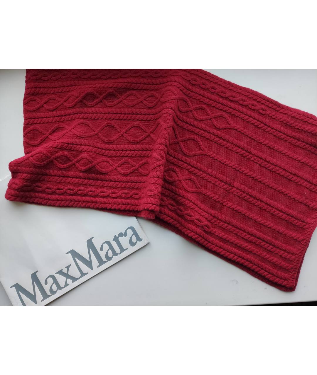 'S MAX MARA Красный шерстяной шарф, фото 7